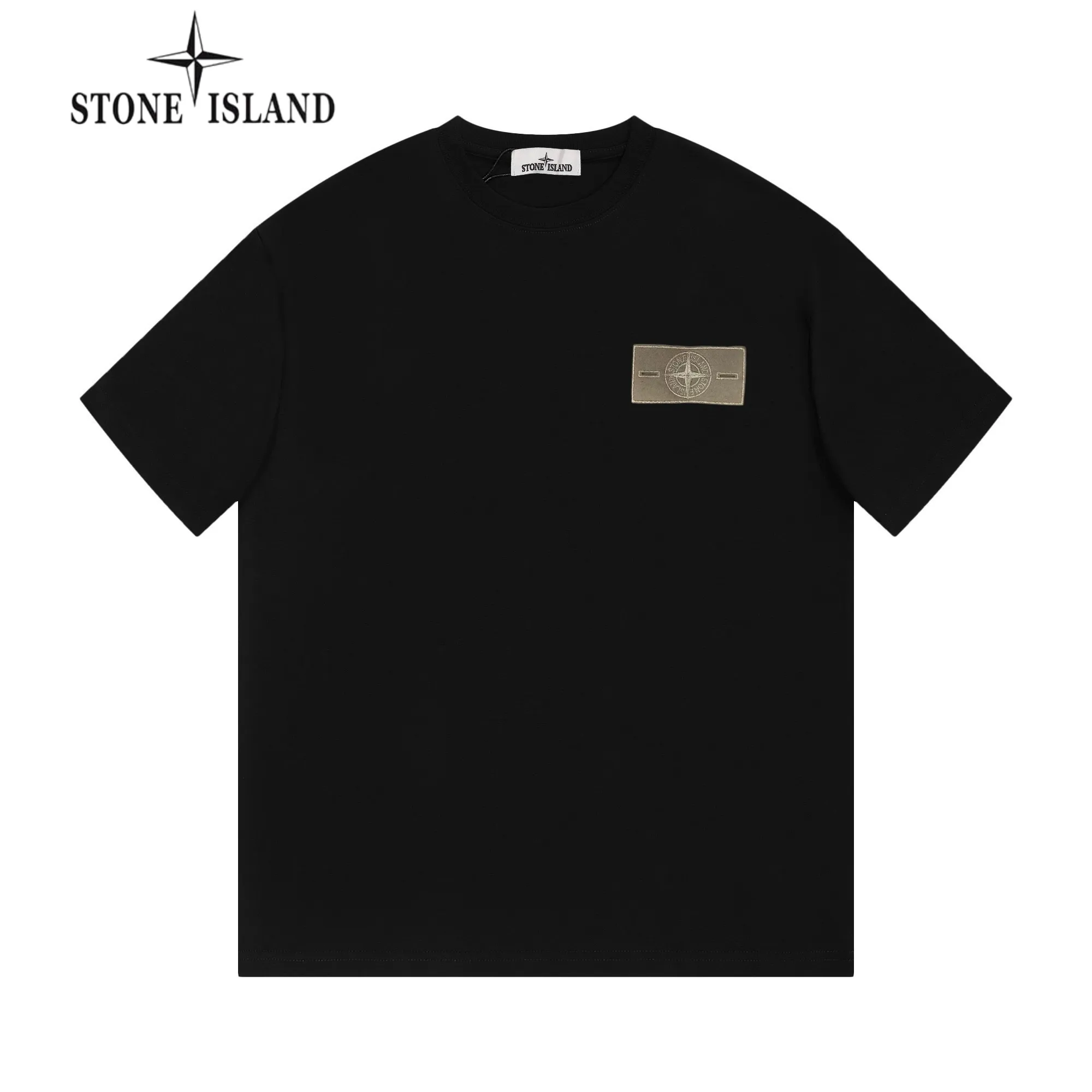 P150 STONE ISLAND Stone Island solid color logo, available at the counter, original order, fashionable and casual round neck short-sleeved T-shirt, the upper body is very unique! Eye-catching and bright, imported original fabric, 🪡 craft letter pattern decorated logo, simple yet fashionable, classic atmosphere, comfortable and breathable, handsome and stylish upper body, 2️⃣ recommended colors, size: S-2XL